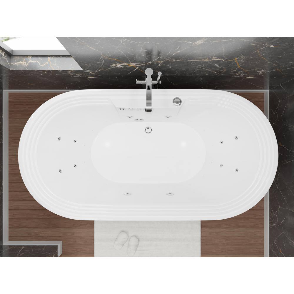 ANZZI Sofi 67.375 in. Acrylic Flatbottom Whirlpool and Air Bath Tub in White FT-AZ201