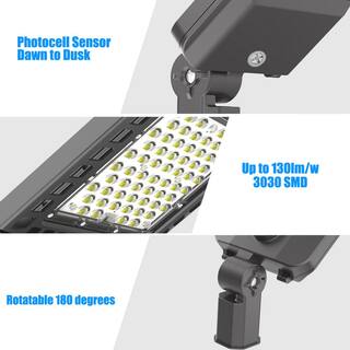 WYZM 1500-Watt Equivalent Integrated LED Bronze 300W Parking Lot Area LightSlip Fitter5500K White 39000Lumens Dusk to Dawn 300W Slip Fit-A