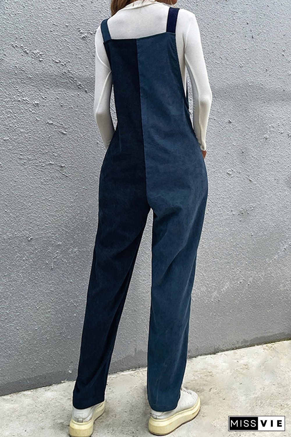 Casual Color Block Contrast Loose Jumpsuits