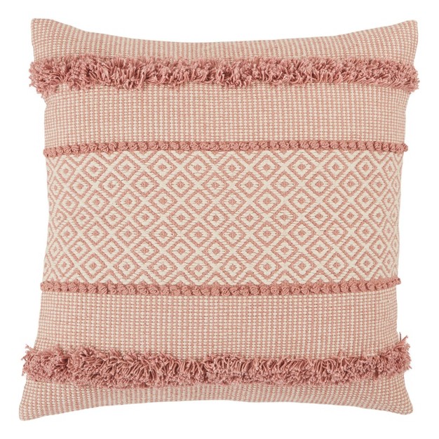 Oversize Imena Trellis Poly Filled Square Throw Pillow Pink cream Jaipur Living