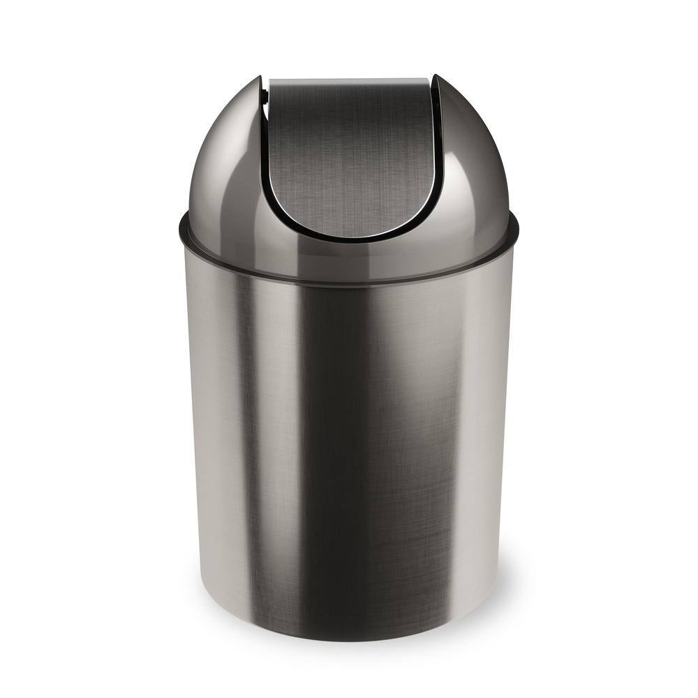 Dyiom 2.5 gal Mezzo Plastic Swing Top Lid Bathroom Trash Can Silver 116981097