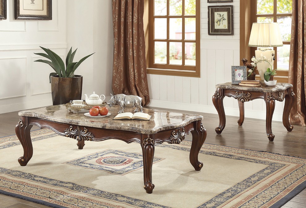 ACME Shalisa End Table  Marble and Walnut   Victorian   Side Tables And End Tables   by Acme Furniture  Houzz