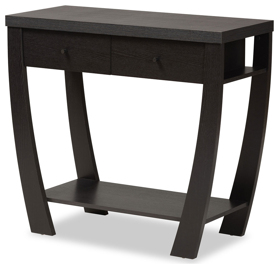 Modern Contemporary Dark Brown Finished Wood 2 Drawer Console Table   Transitional   Console Tables   by Imtinanz  LLC  Houzz