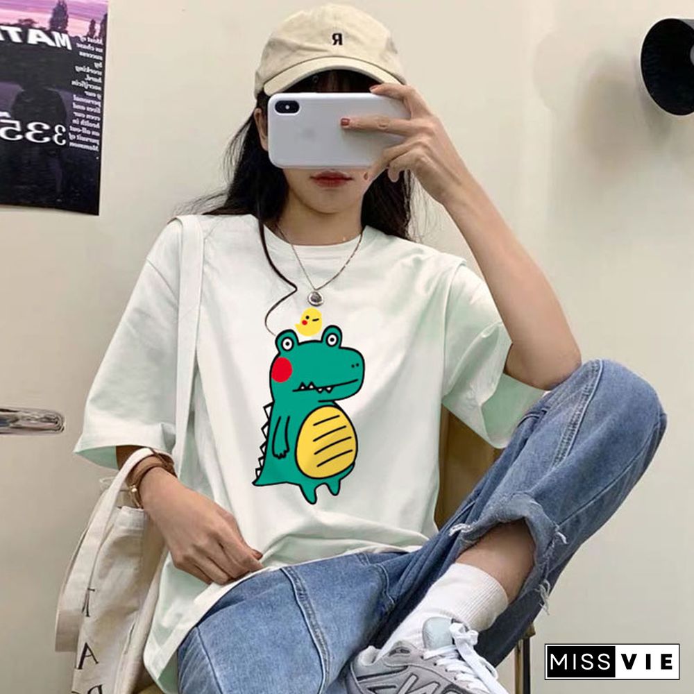 Cute Cartoon Print Loose T-Shirt