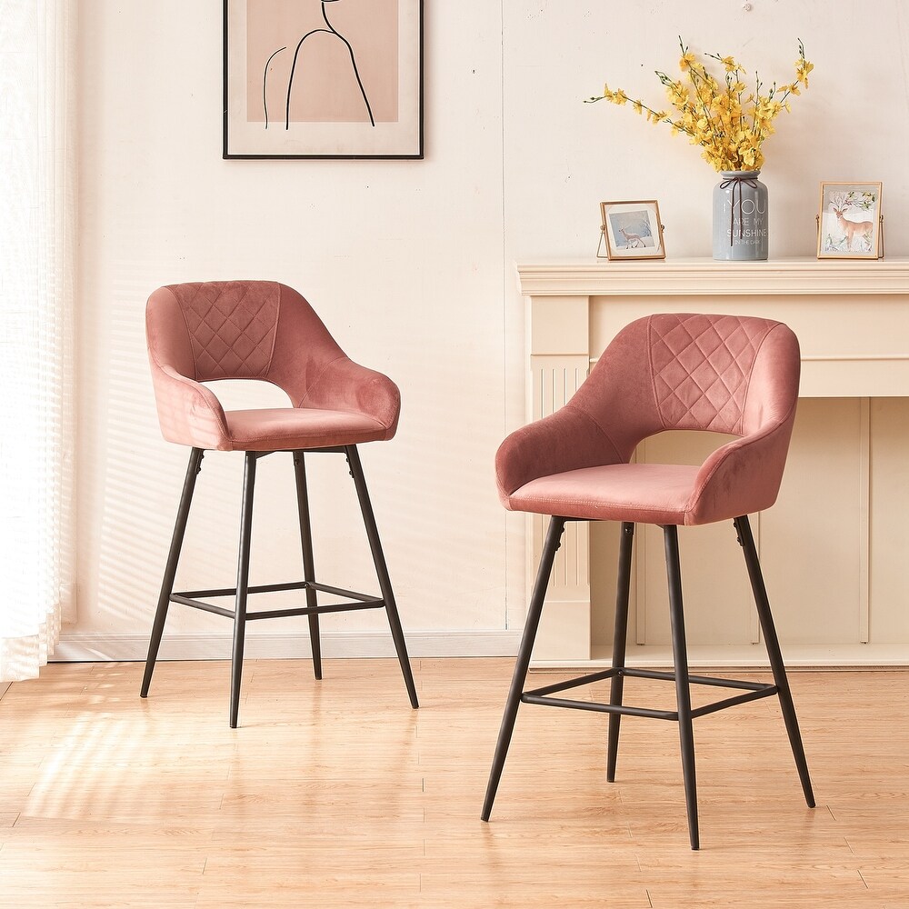 Fixed Height Bar Chairs with Metal Frame and Footrest