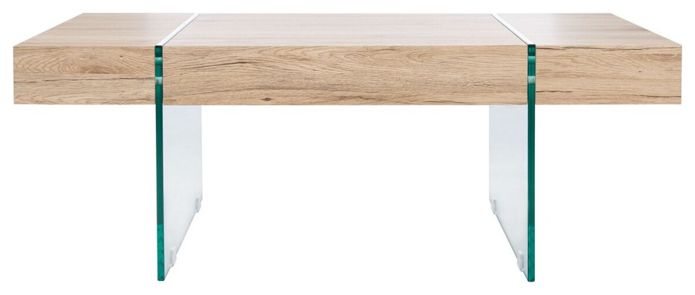 Caleb Rectangular Glass Leg Modern Coffee Table Natural   Contemporary   Coffee Tables   by Peachtree Fine Furniture  Houzz