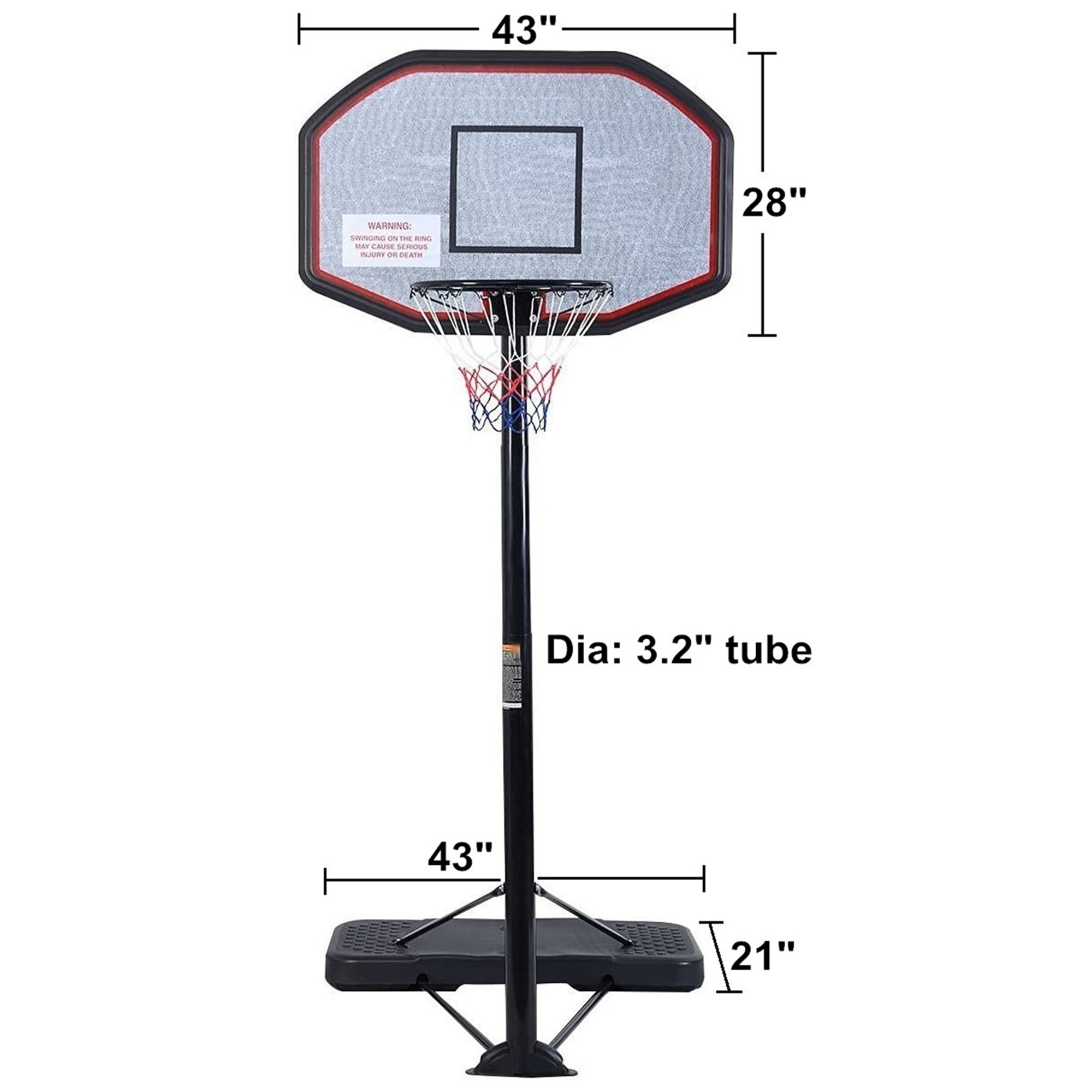 KL KLB Sport Portable Height Adjustable 43” Basketball Hoop Stand Backboard System for Kids Outdoor with Wheels