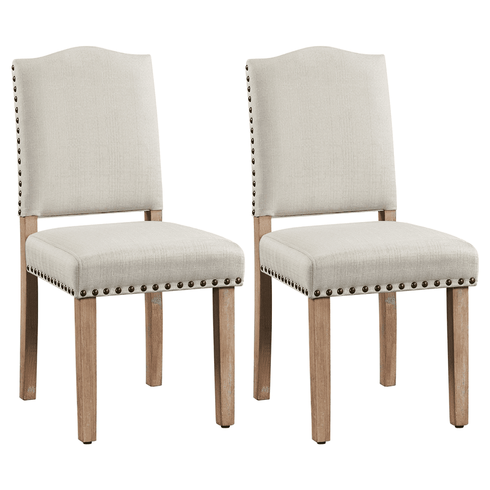 SMILE MART 2PCS Upholstered Parsons Dining Chairs for Kitchen，Beige