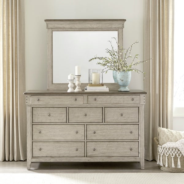 Ivy Hollow Weathered Linen Dusty Taupe Dresser and Mirror - - 36107956