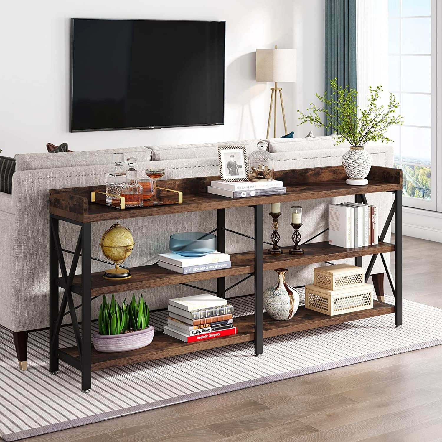 Extra Long Console Table， Narrow Sofa Table Behind Couch