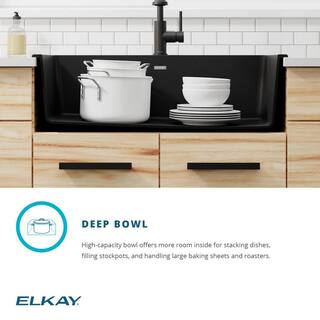 Elkay Quartz Classic White Quartz 33 in. Single Bowl Undermount Kitchen Sink ELGU13322WH0