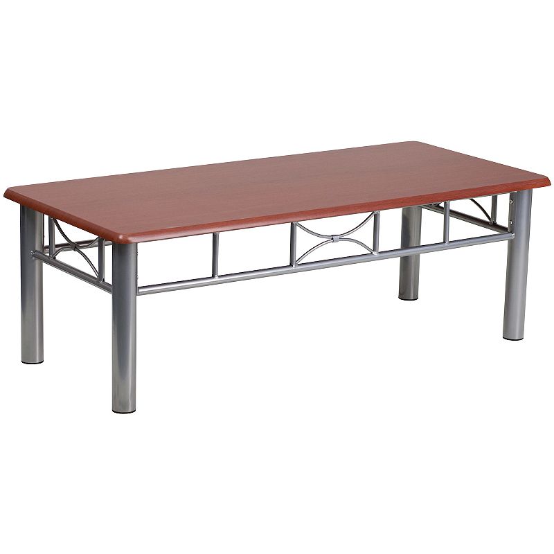 Emma and Oliver Mahogany Laminate Coffee Table with Silver Steel Frame