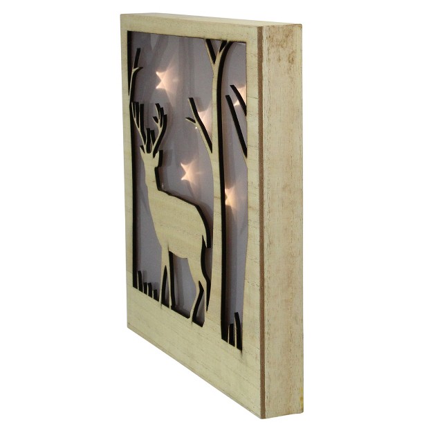 Led Lighted Male Deer With Antlers Stars Lighted Christmas Wooden Box