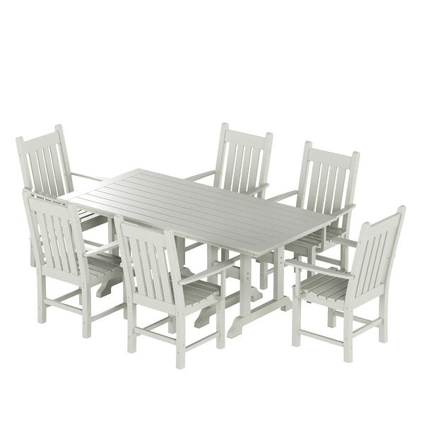 Polytrends Laguna Hdpe All Weather Outdoor Patio Dining Set with Rectangle Table，Arm Chairs (7Piece Set)