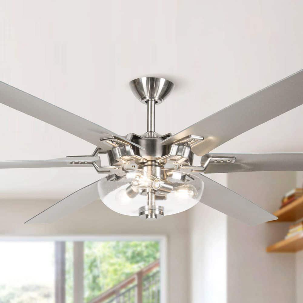 IHOMEadore 70 in Indoor Brushed Nickel Ceiling Fan with Remote Control