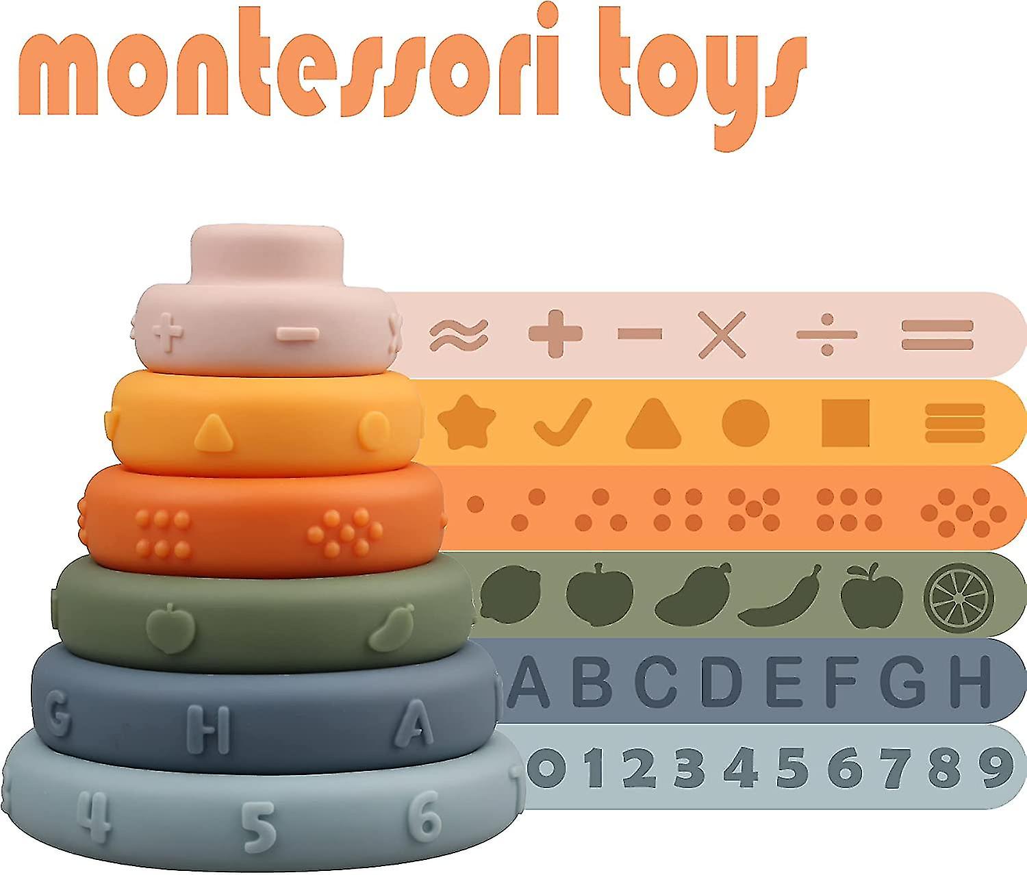 Stackable Rings Educational Toys Sensory Soft Play Teething 6 9 12 18 Months Toddler Kids Gifts