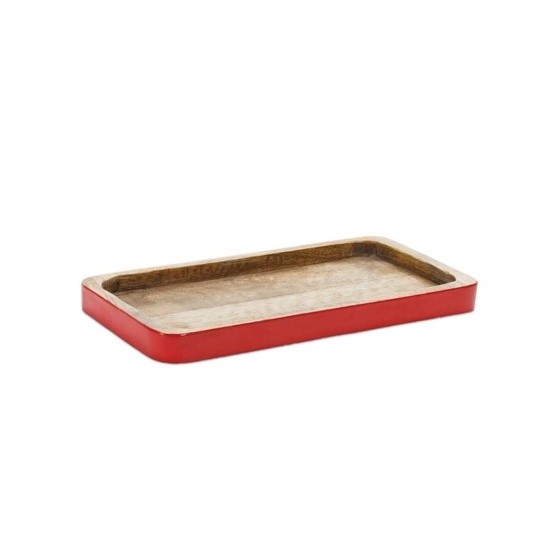 Rectangular Wooden Trimmed Christmas Serving Tray