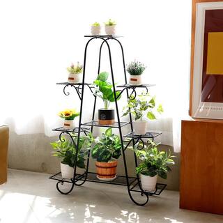 AESOME 50.6 in. x 36.5 in. x 9.8 in. Indoor Metal Plant Stand Planter Storage Rack Potted Plant Shelf Display Holder 9-Tier HJ468-V1