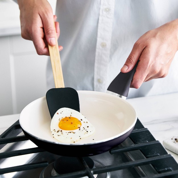 Ceramic Nonstick Open Frypan With Spatula Set Black