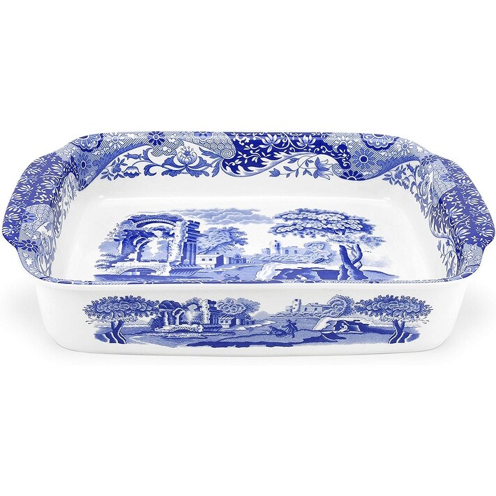 Spode Blue Italian Large Rectangular Handled Dish