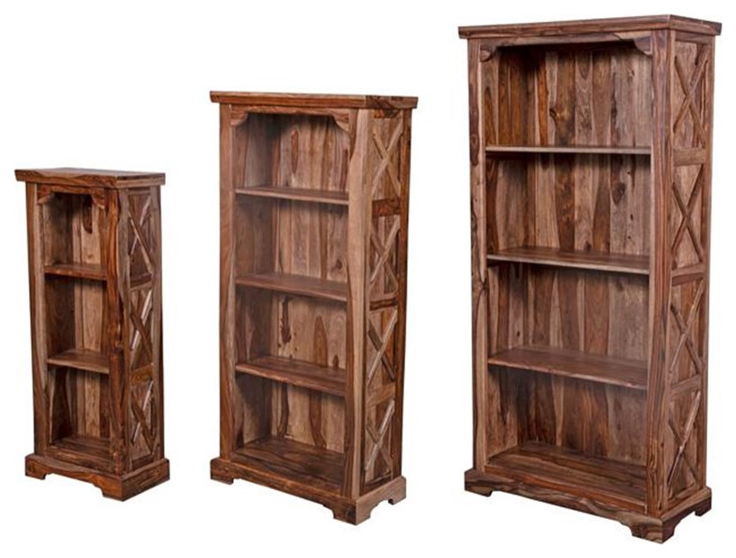 Porter Designs Taos Solid Sheesham Wood Bookcase   Brown   Rustic   Bookcases   by Homesquare  Houzz