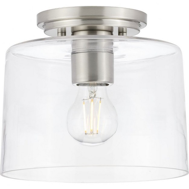 Progress Lighting Adley Collection 1 light Flush Mount Brushed Nickel Clear Glass Shade