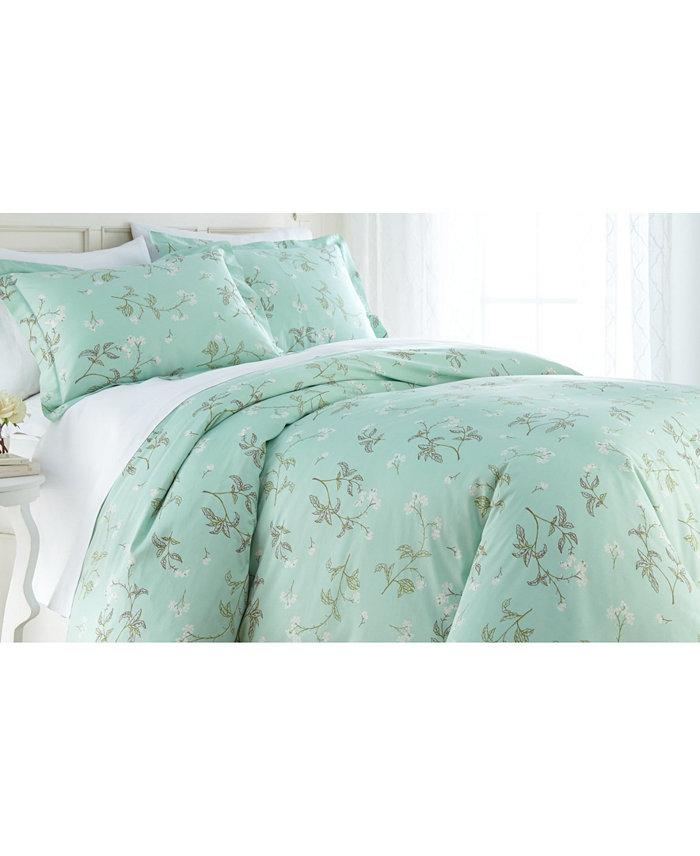 Southshore Fine Linens Forget Me Not Cotton Reversible 3 Piece Duvet Cover Set， Full Queen