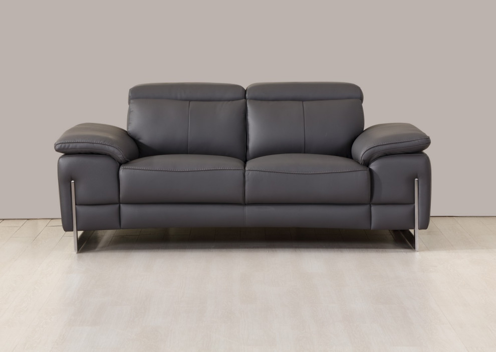 Turin Contemporary Genuine Italian Leather Loveseat   Contemporary   Loveseats   by Luxuriant Furniture  Houzz