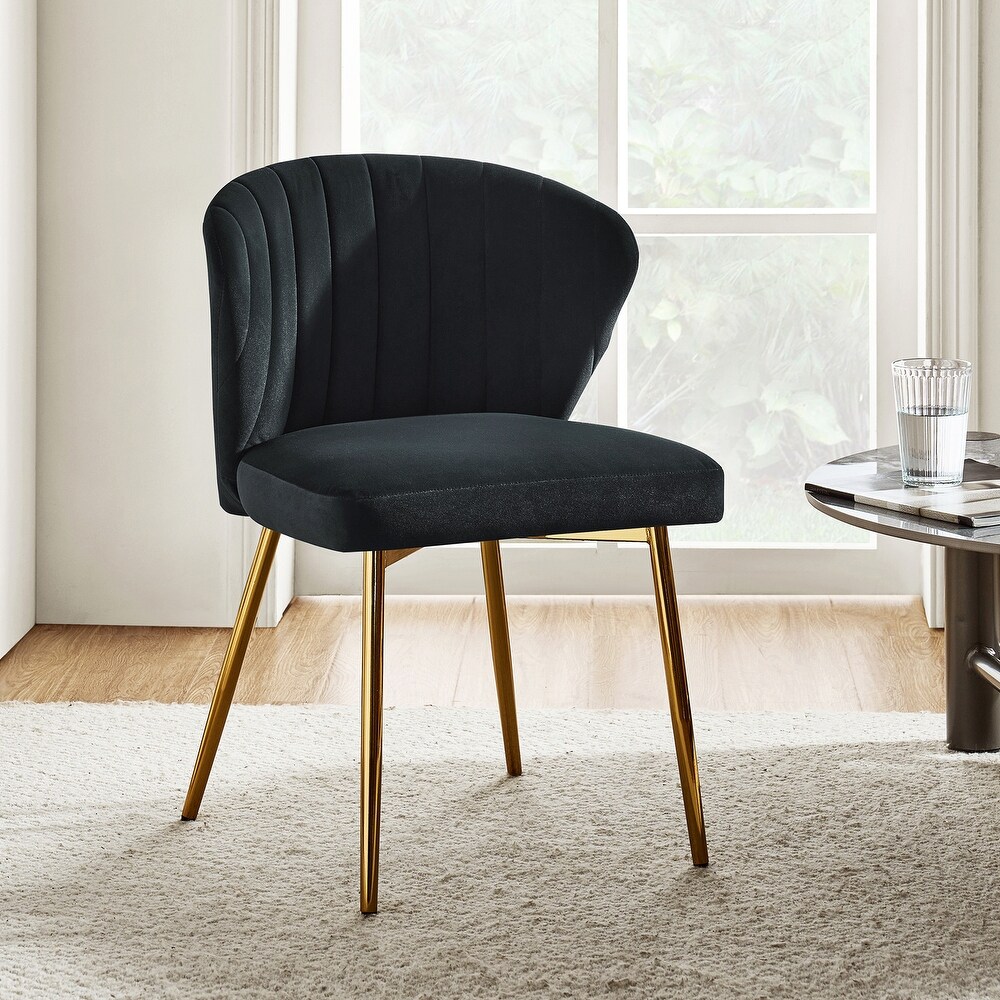 Luna Modern Glam Upholstered Tufted Back Side Accent Dining Chair with Small Base by HULALA HOME