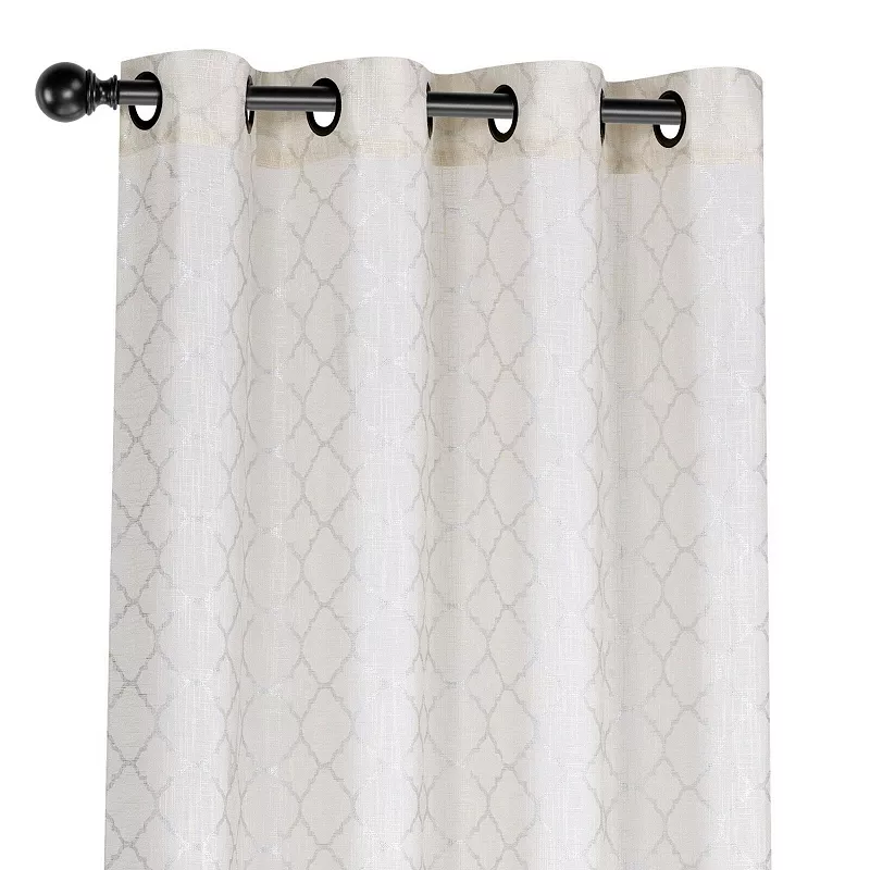 Kate Aurora Living 2 Pack Shabby Metallic Trellis Pastel Sheer Grommet Curtains