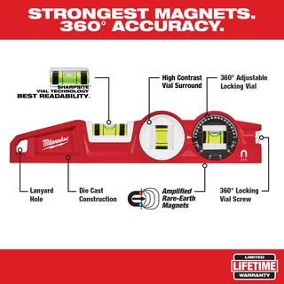 MW 10 in. 360-degree Locking Die Cast Torpedo Level 48-22-5210