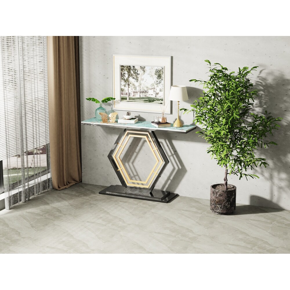 Sintered Stone Console Table with Geometric Base Sofa Table