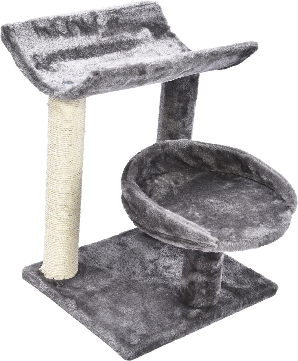 Cat Craft 3 Tier Plush Scratch and Lounge Cat Tree Habitat， Grey， Medium