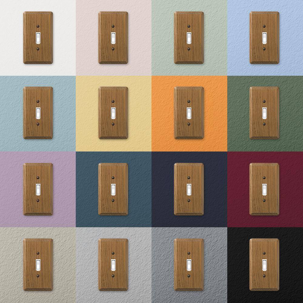 AMERELLE Contemporary 2 Gang 1-Toggle and 1-Duplex Wood Wall Plate - Medium Oak 901TD