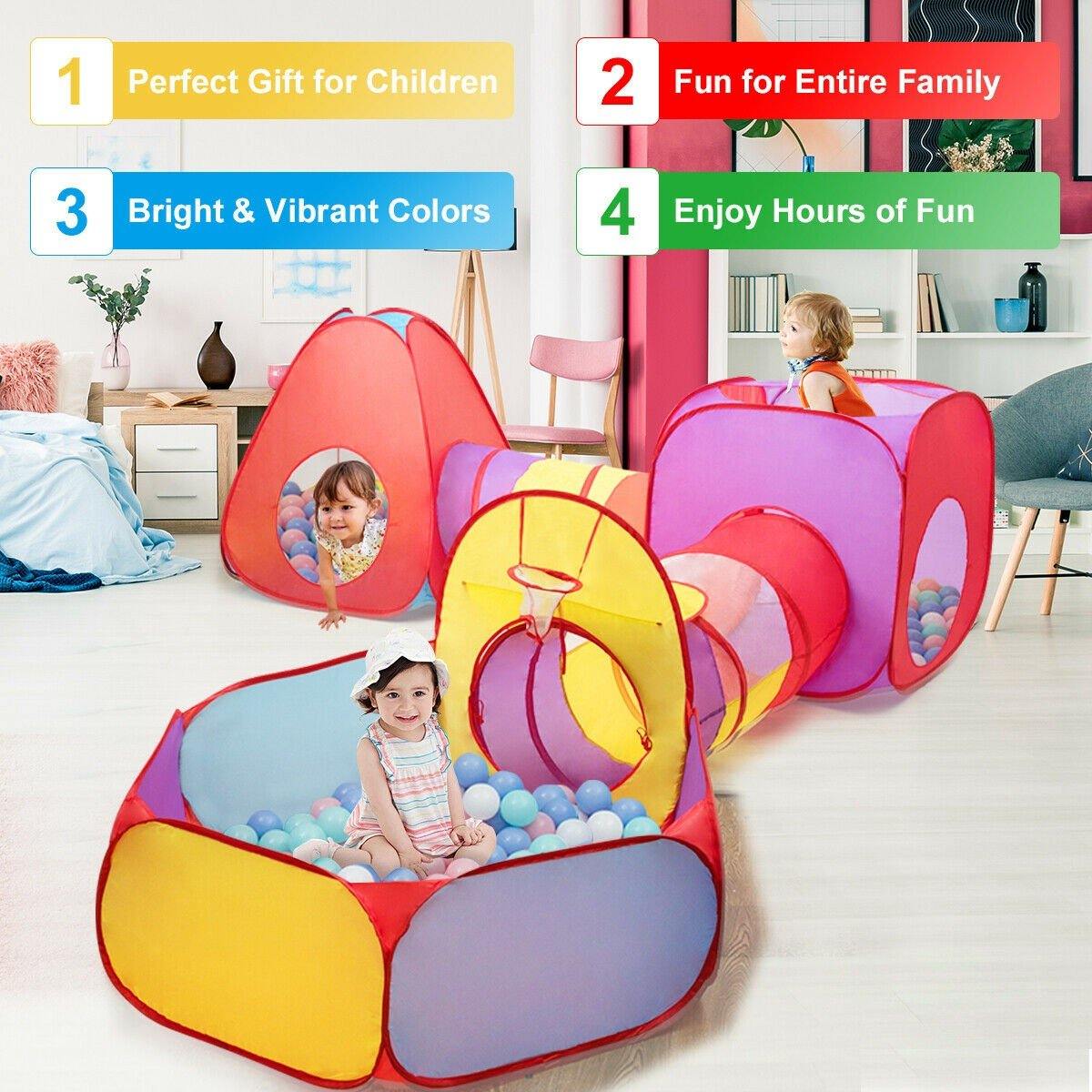 7pc Kids Play Tent, Ball Pit & Tunnels