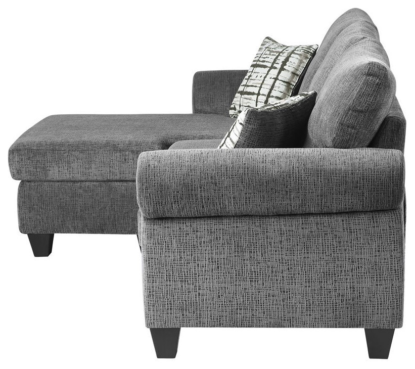 Lexicon Desboro Reversible Chenille Fabric Sectional with Chaise in Gray   Transitional   Sectional Sofas   by Homesquare  Houzz