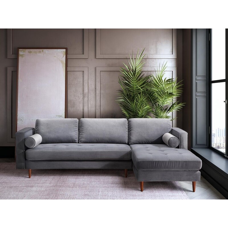 Como Grey Velvet Sectional RAF