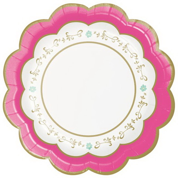 Creative Converting 340230 Floral Tea Party Scallo...