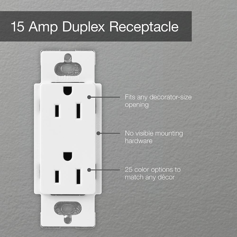 Lutron Claro 15 Amp Duplex Outlet White (CAR-15-WH) CAR-15-WH