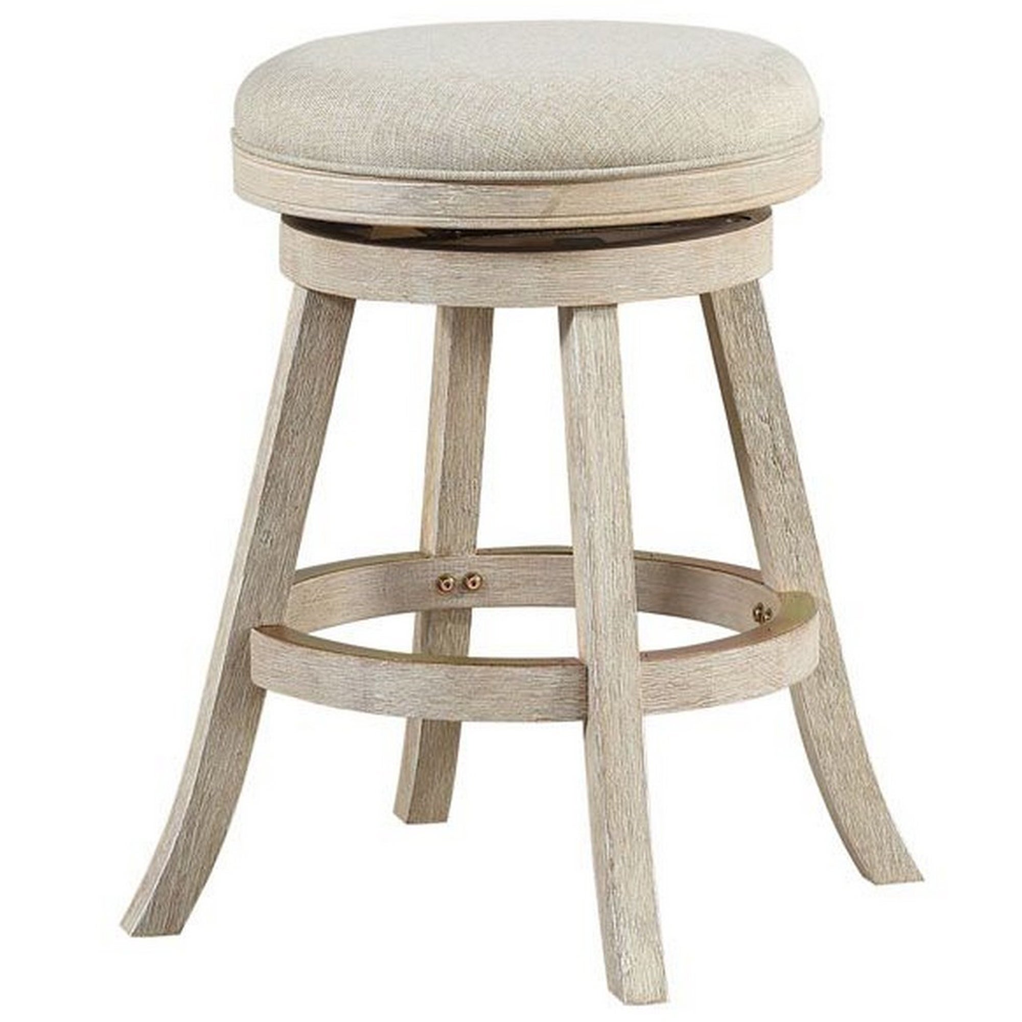 Wooden Swivel Counter Stool with Round Fabric Seat， Gray