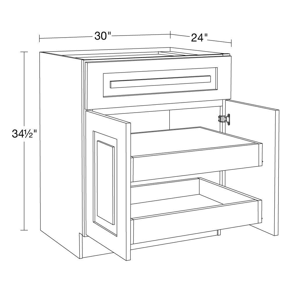 Home Decorators Collection Grayson Mythic Blue Plywood Shaker Stock Assembled Base Kitchen Cabinet Soft Close 2-ROT 30 in. x 34.5 in. x 24 in. B30-2T-GMB