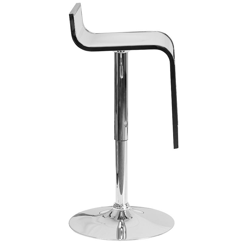 Emma and Oliver White Plastic Adjustable Height Barstool with Chrome Drop Frame