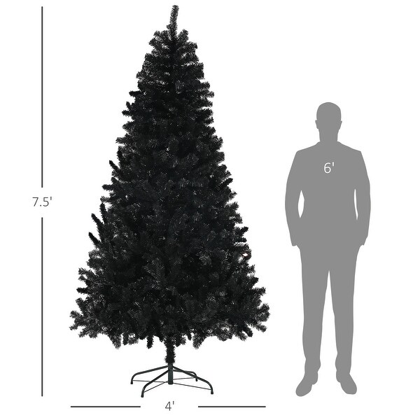 7.5ft Tall Artificial Auto Open Christmas Tree，Unlit Xmas Tree with 1346 Branch Tips and Steel Base