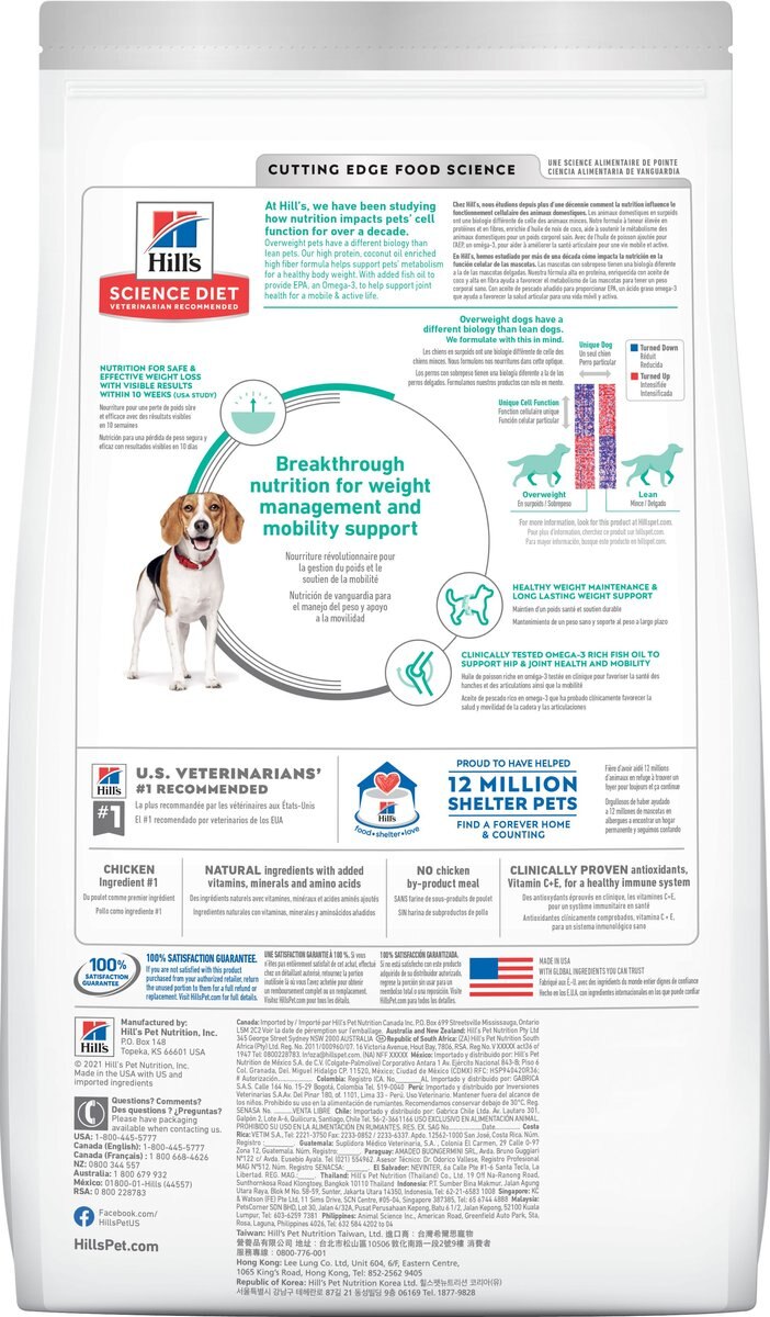 Hill's Science Diet Adult Perfect Weight Small Bites Chicken Recipe Dry Dog Food