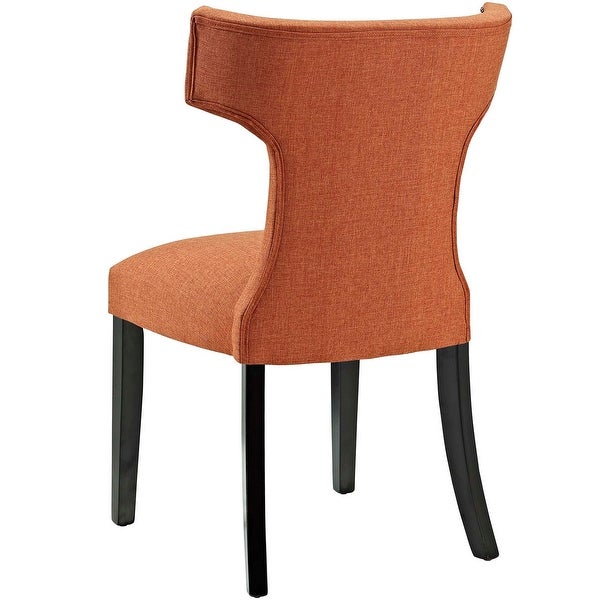 Zenta Modern Orange Fabric Curved Dining Chair with Nailhead Trim