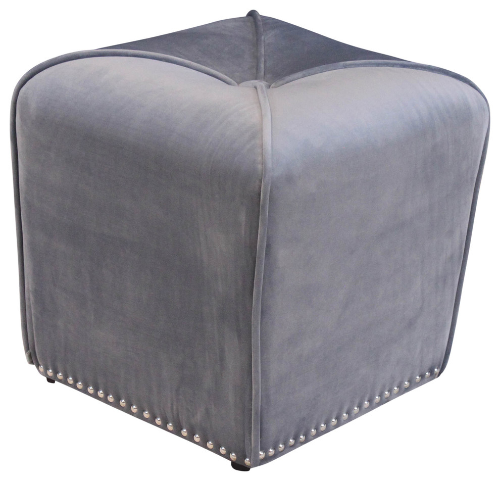 Aalten Velvet Ottoman   Transitional   Footstools And Ottomans   by Monsoon Pacific  Houzz