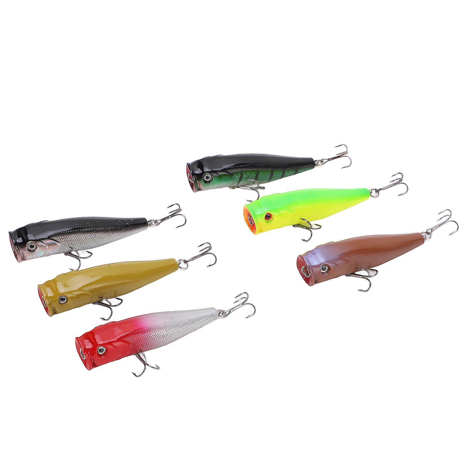 6 Pcs Simulation Popper Fishing Lure Plastic Fishing Bait For Saltwater Freshwater 6 Colors 8.5cm 13.4g