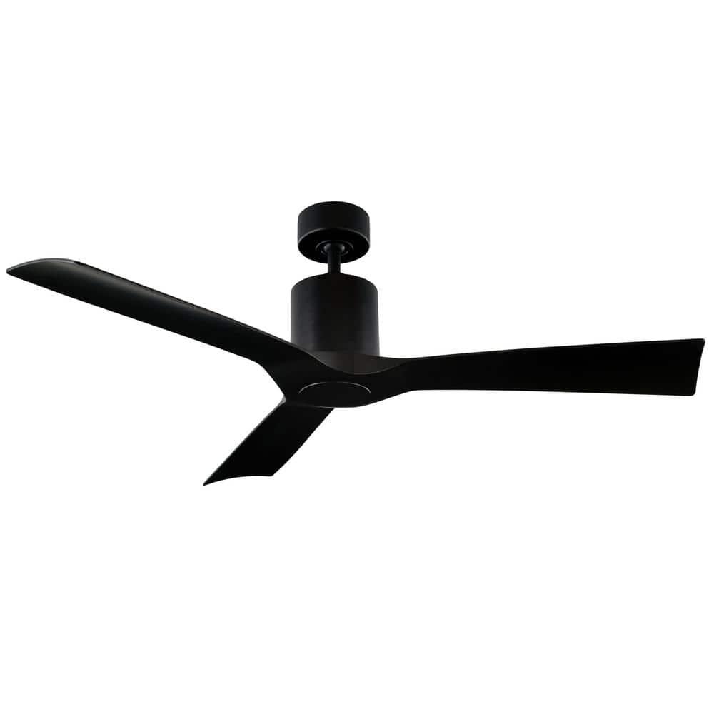 Modern Forms Aviator IndoorOutdoor 3Blade Smart Downrod Ceiling Fan 54 in Matte Black LED Light Kit Adaptable with Remote