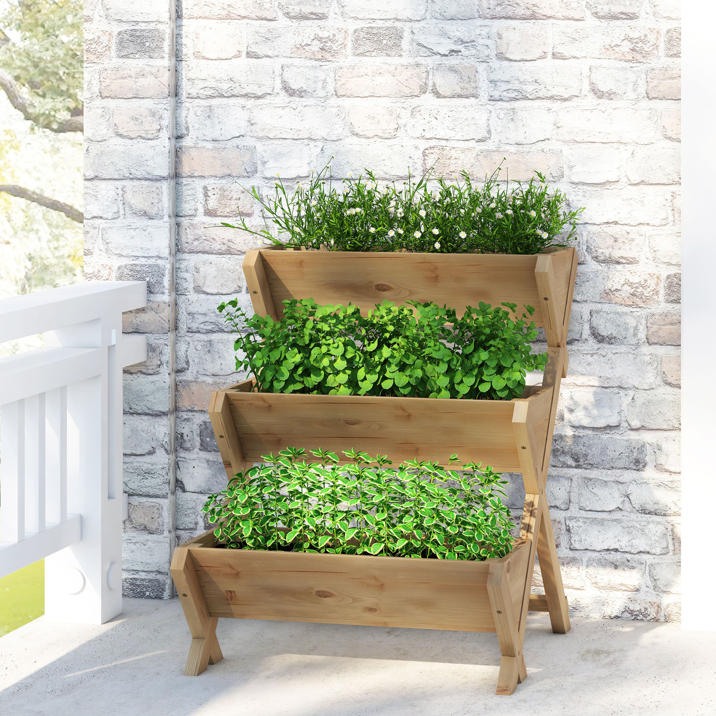 Regina Outdoor Firwood 3 Tiered Plant Stand