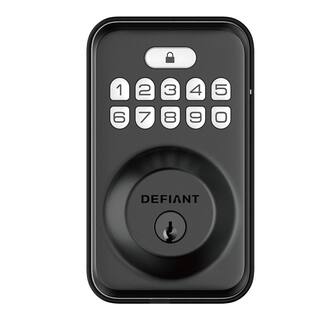 Defiant Single Cylinder Square Electronic Keypad Deadbolt Matte Black DK01-MB